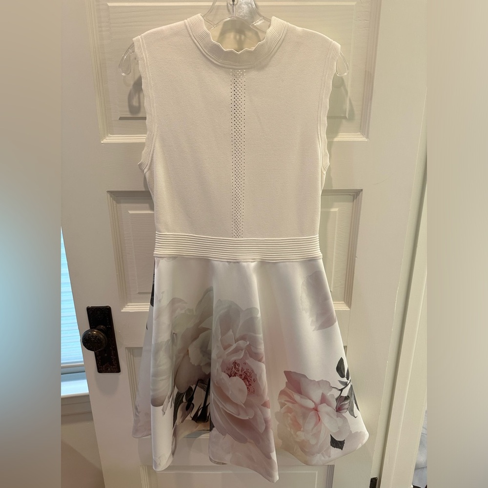 Ted Baker size 3 knit and silk floral dress